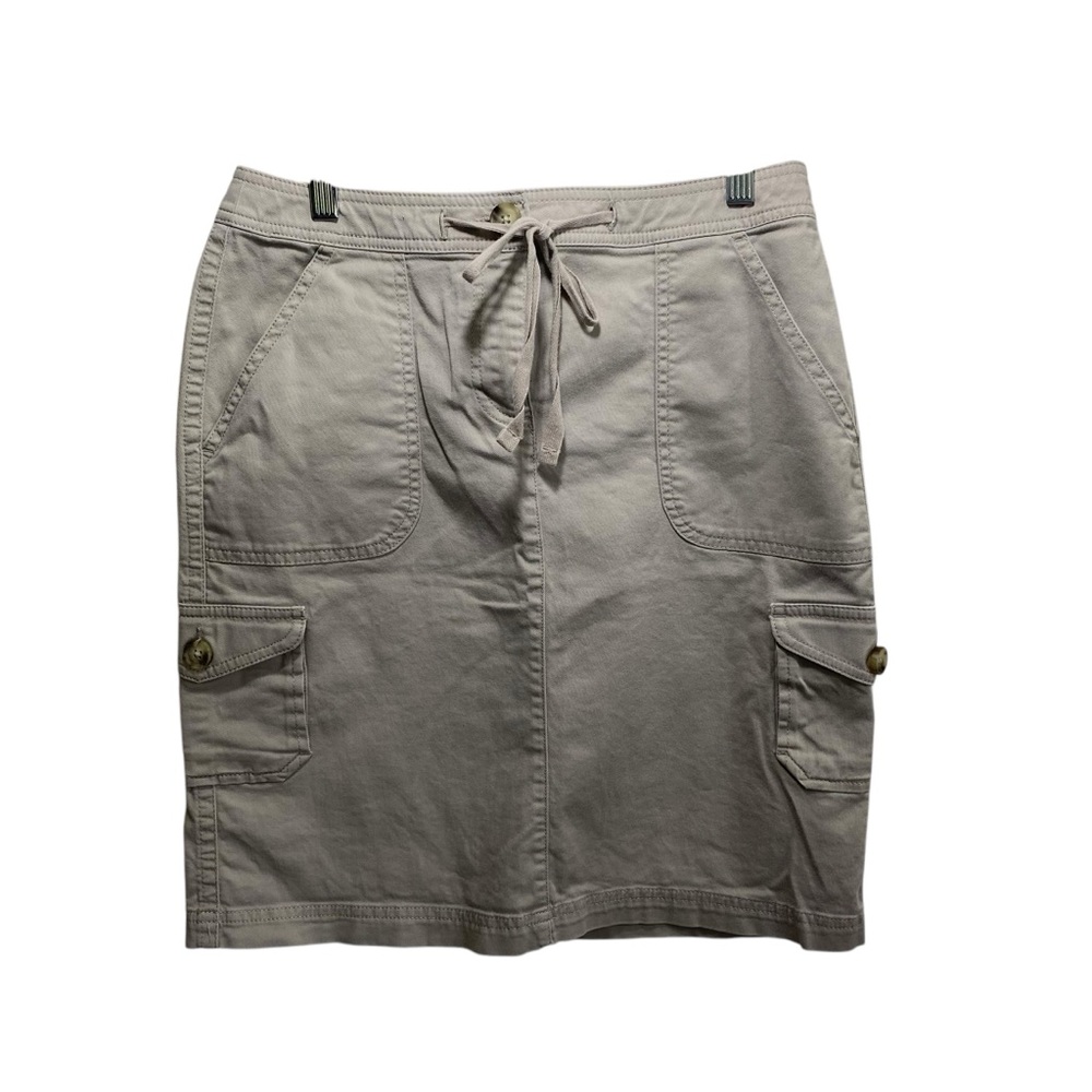 L.L. Bean Women's Favorite Fit Cargo Pocket Khaki Skirt Size 2 Beige Drawstring